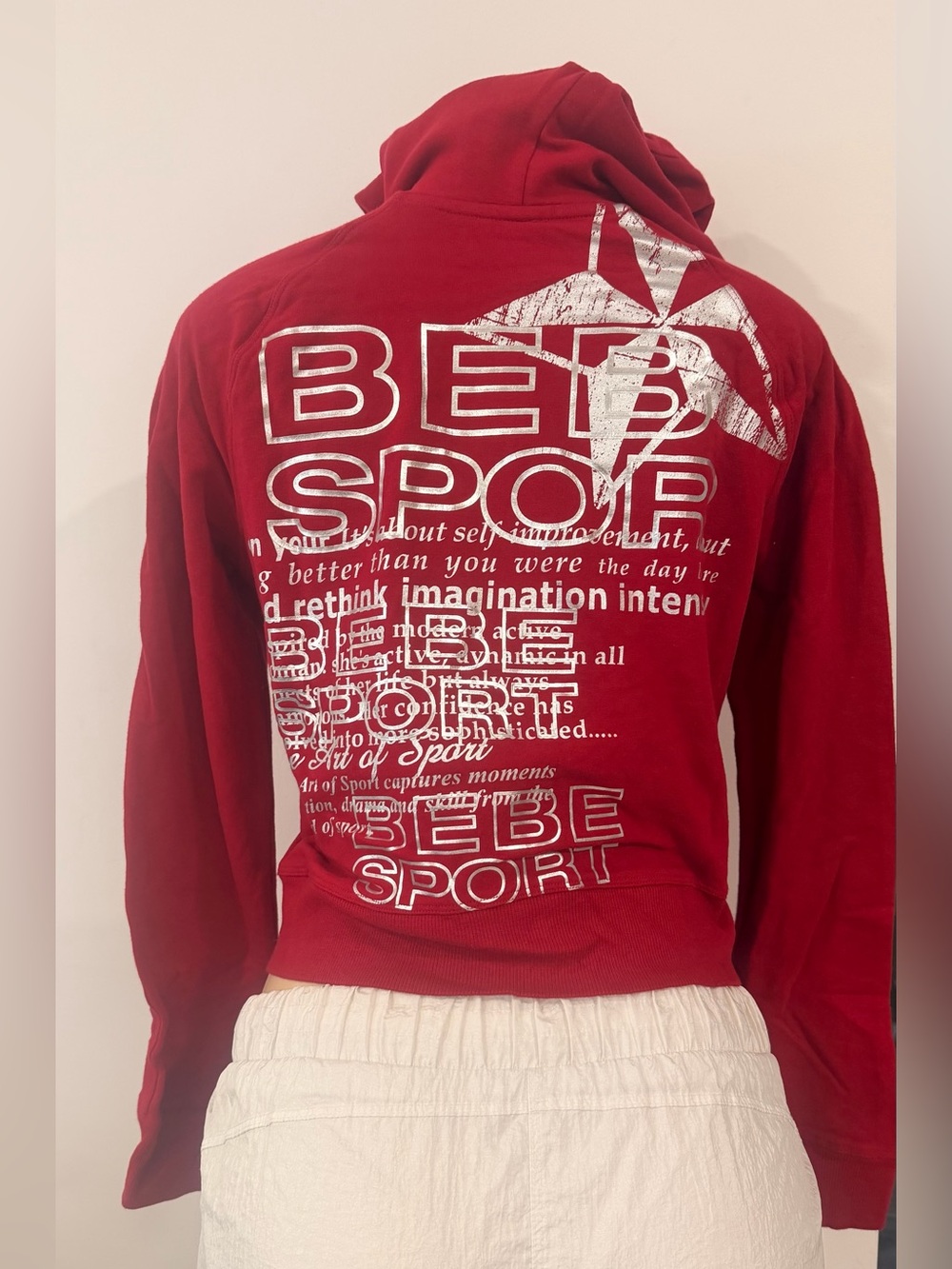 Y2K bebe Red Graphic Logo Hoodie